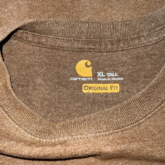 Carhartt Men’s Original Fit Tall Short Sleeve Brown Tshirt Q4 - Picture 3 of 4